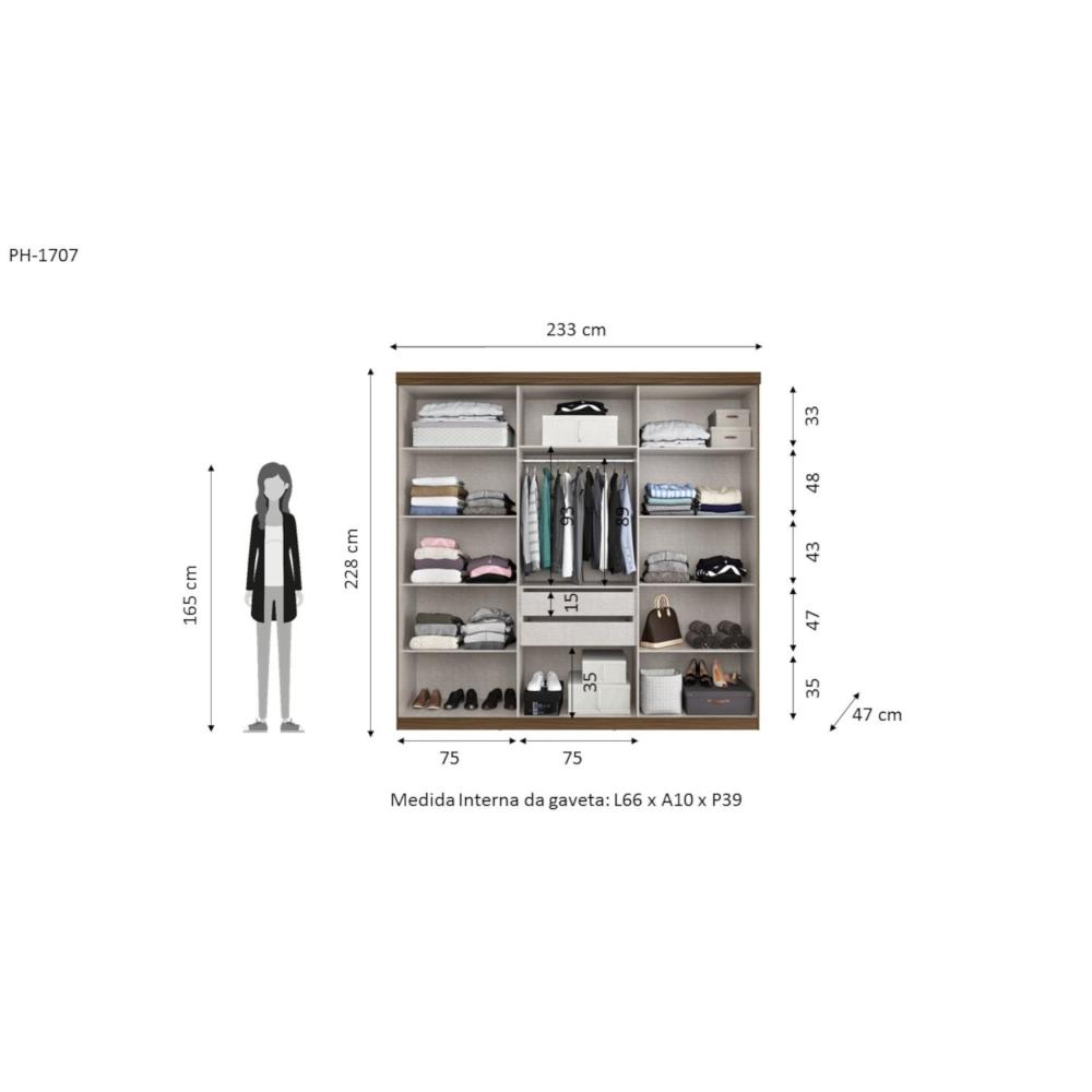 Miniatura Guarda Roupa Casal 6 Portas Bélgica Edez Nogueira/Off White