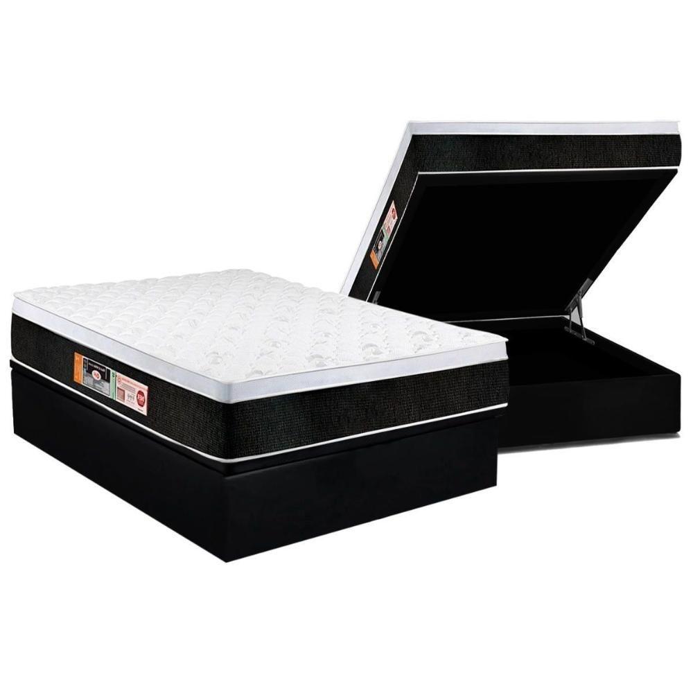 Miniatura Cama Box Baú Colchão Espuma D45 Castor Black E White Air Euro PillowBase Courano Black(138x188)
