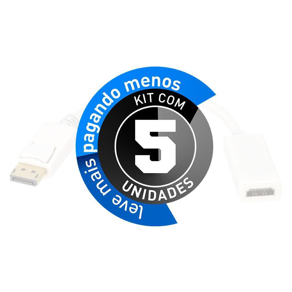 Miniatura Adaptador Displayport Para Hdmi Branco - Kit Com 5