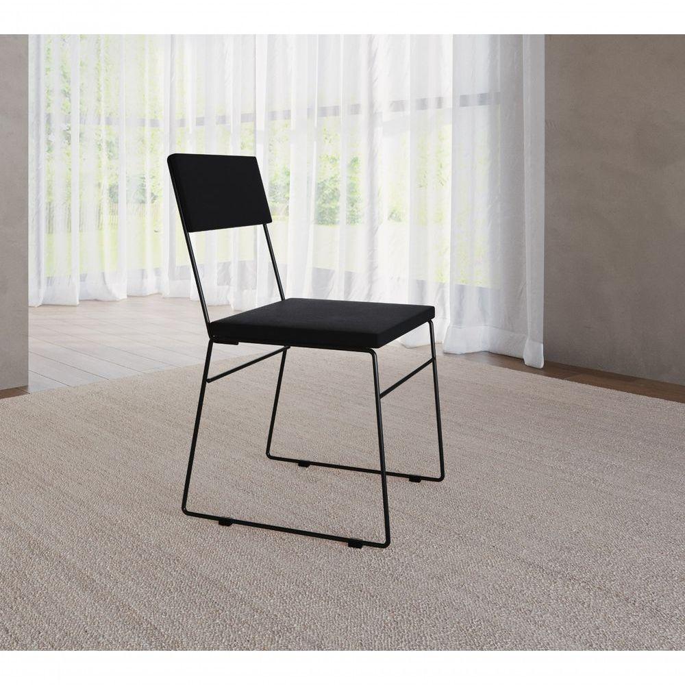 Miniatura Kit 2 Cadeiras De Jantar Estofada Base Preto Veludo Preto