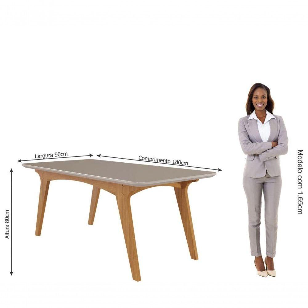 Miniatura Conjunto Sala De Jantar 180x90 Tampo Mdf/vidro 6 Cadeiras Nature/off White/madeira/joli