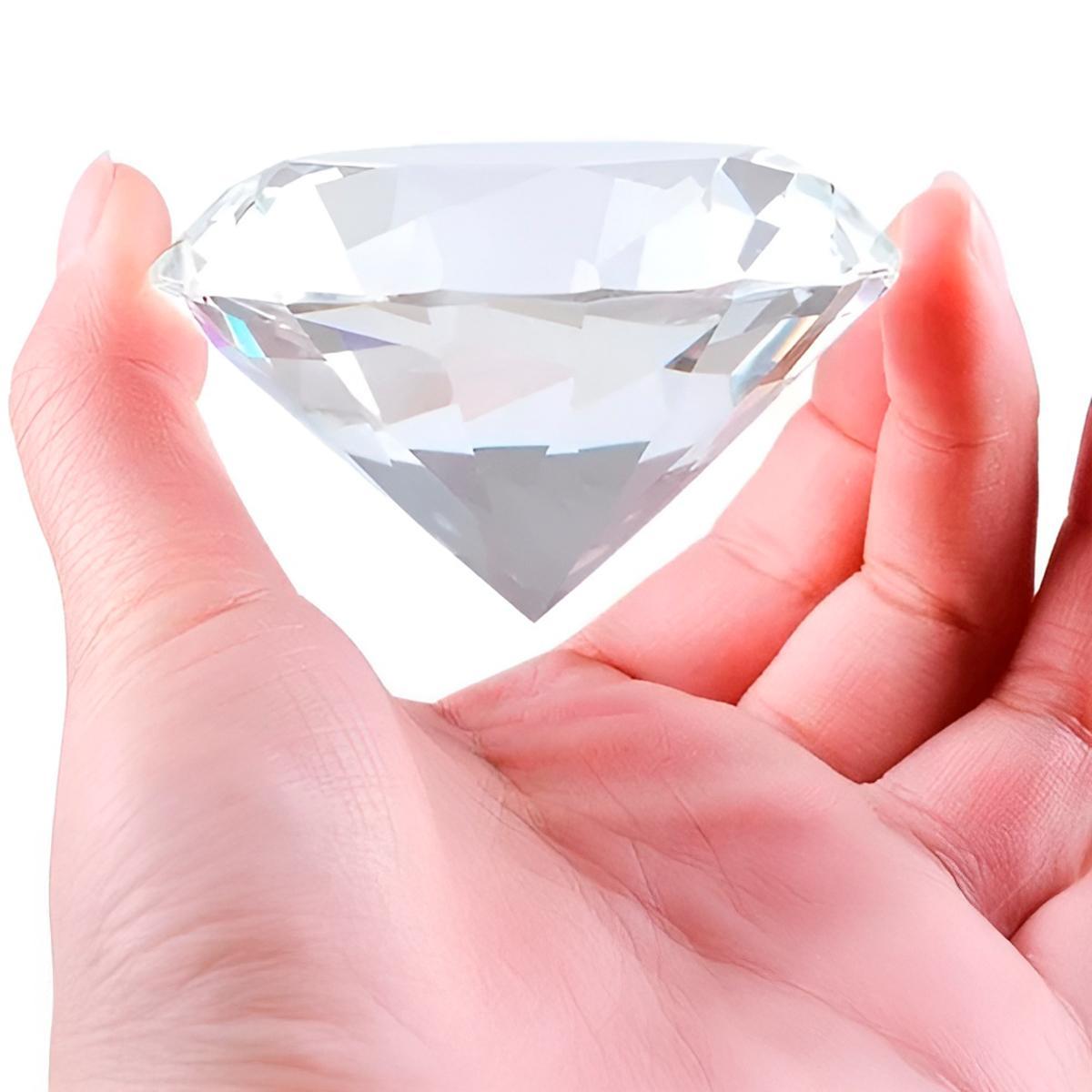 Miniatura Pedra Decorativa Formato Diamante Cristal Peso De Papel