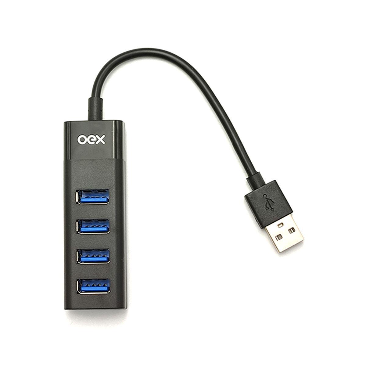 Miniatura Hub Usb 2.0 Oex Hb102 4 Portas 480mpbs Preto
