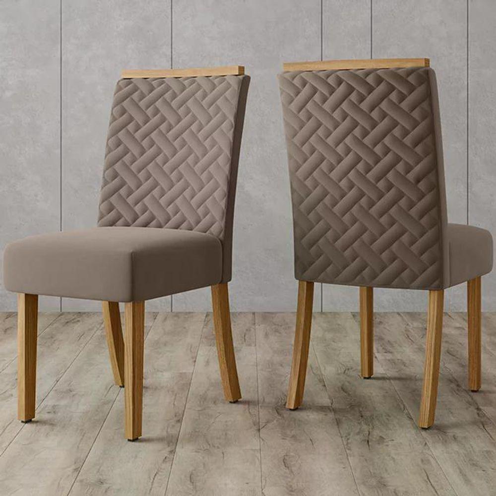 Miniatura Kit 2 Cadeiras Estofadas Si24 Veludo Nature Marrom Amendoa