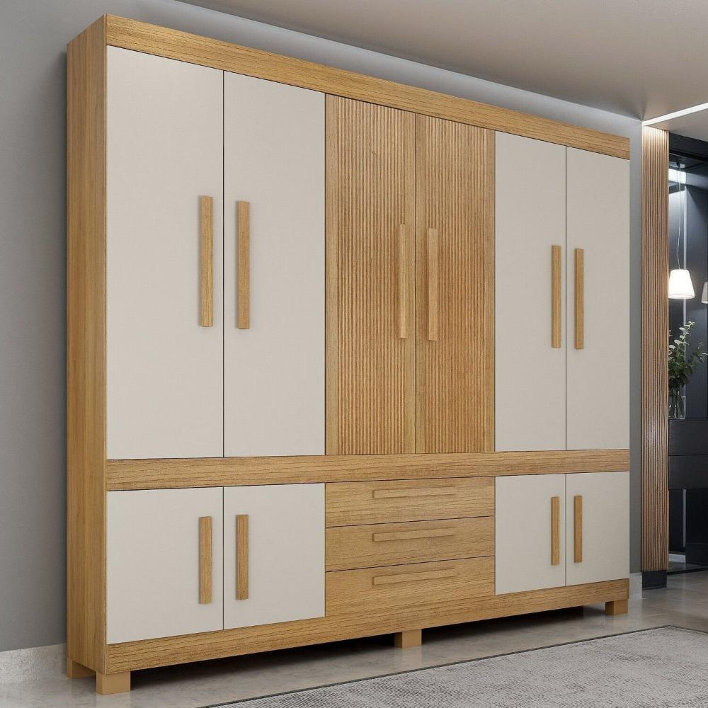 Miniatura Guarda-roupa Casal 10 Portas 100% Mdf Lucca Cinamomo/Off White