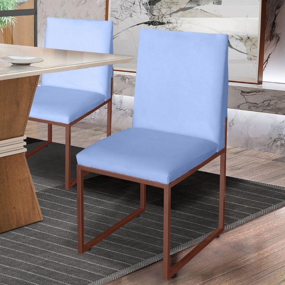 Miniatura Cadeira De Jantar Escritorio Industrial Garden Ferro Bronze Corino Azul Bebê