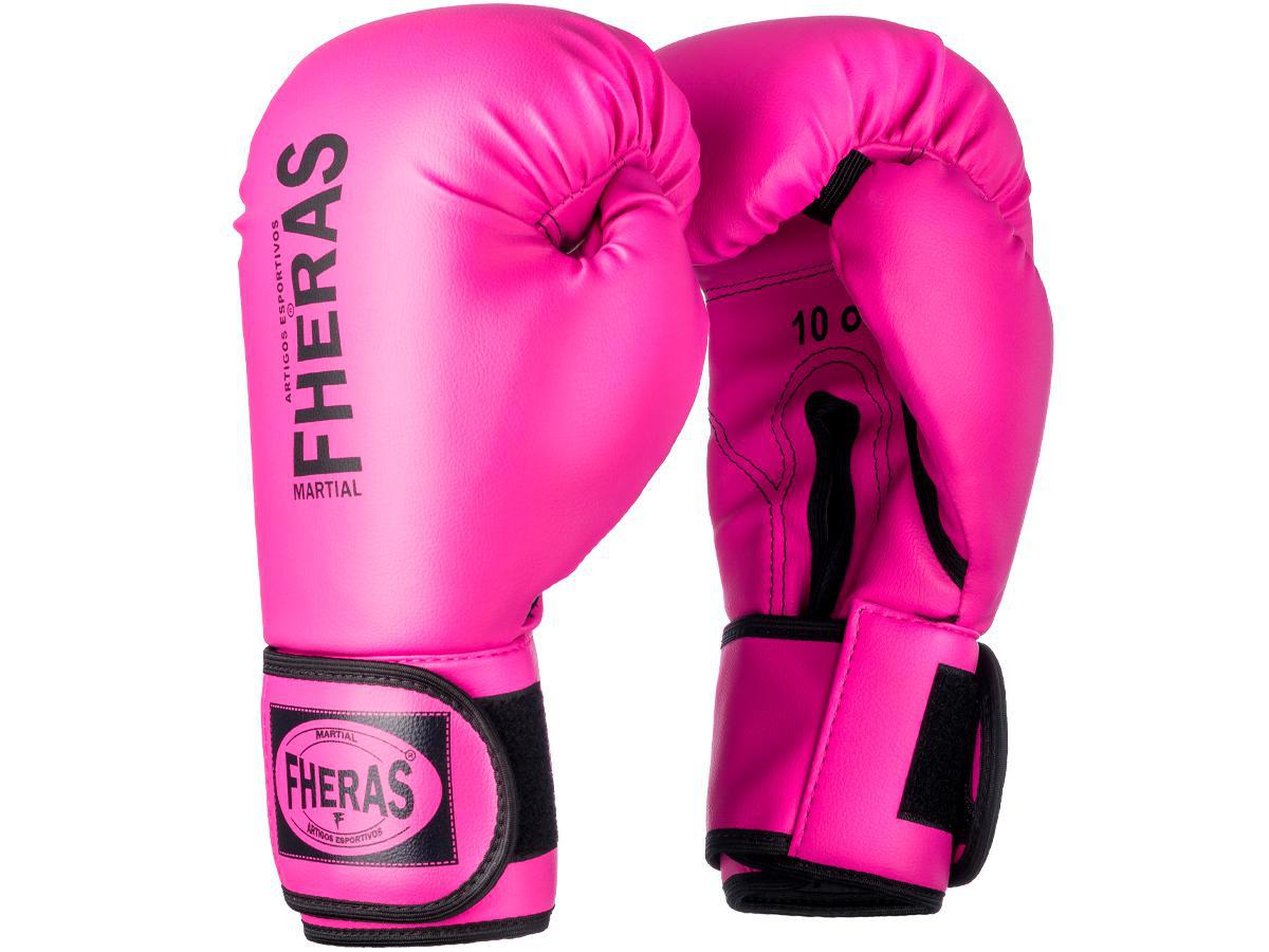 Kit Luva De Boxe Muay Thai Mma Bandagem E Bucal Rosa 08Oz