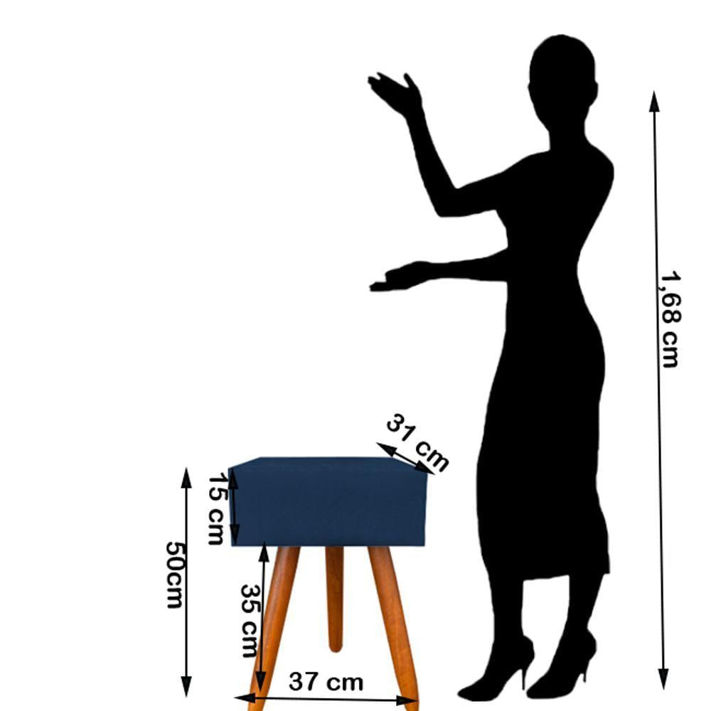 Miniatura Puff Malu Decorativo Pés Palito Suede Azul Marinho