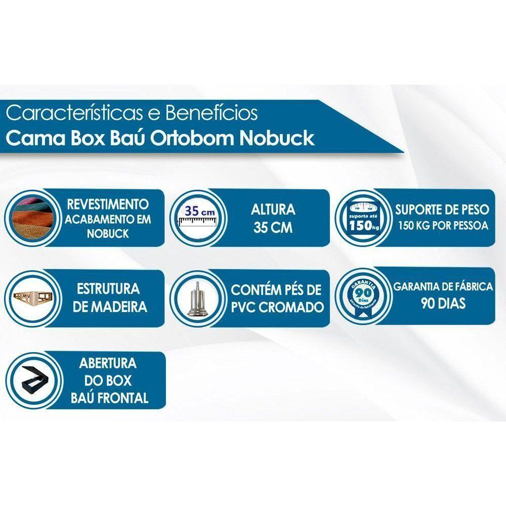 Miniatura Cama Box Baú Universal King Suede Clean (193x203x35) - Ortobom