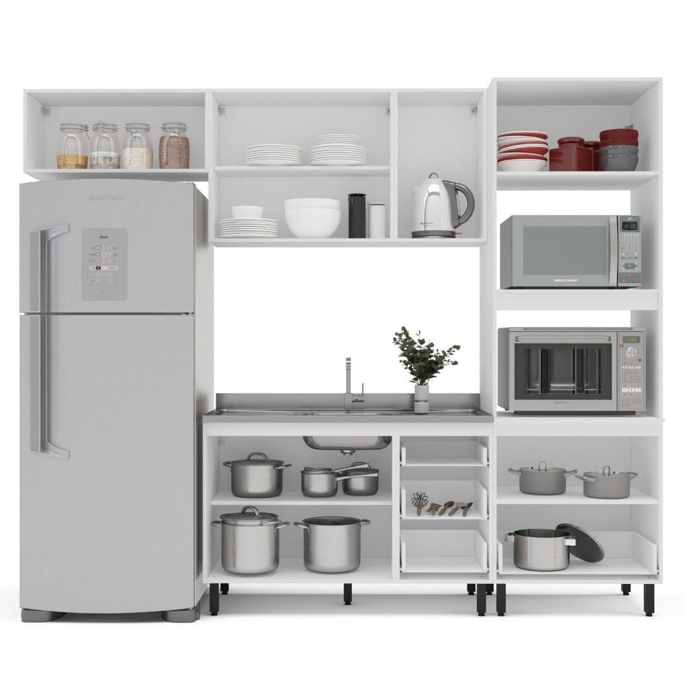 Miniatura Cozinha Completa 4 Peças 224,5cm X 270cm Amara Branco/Verde Oliva
