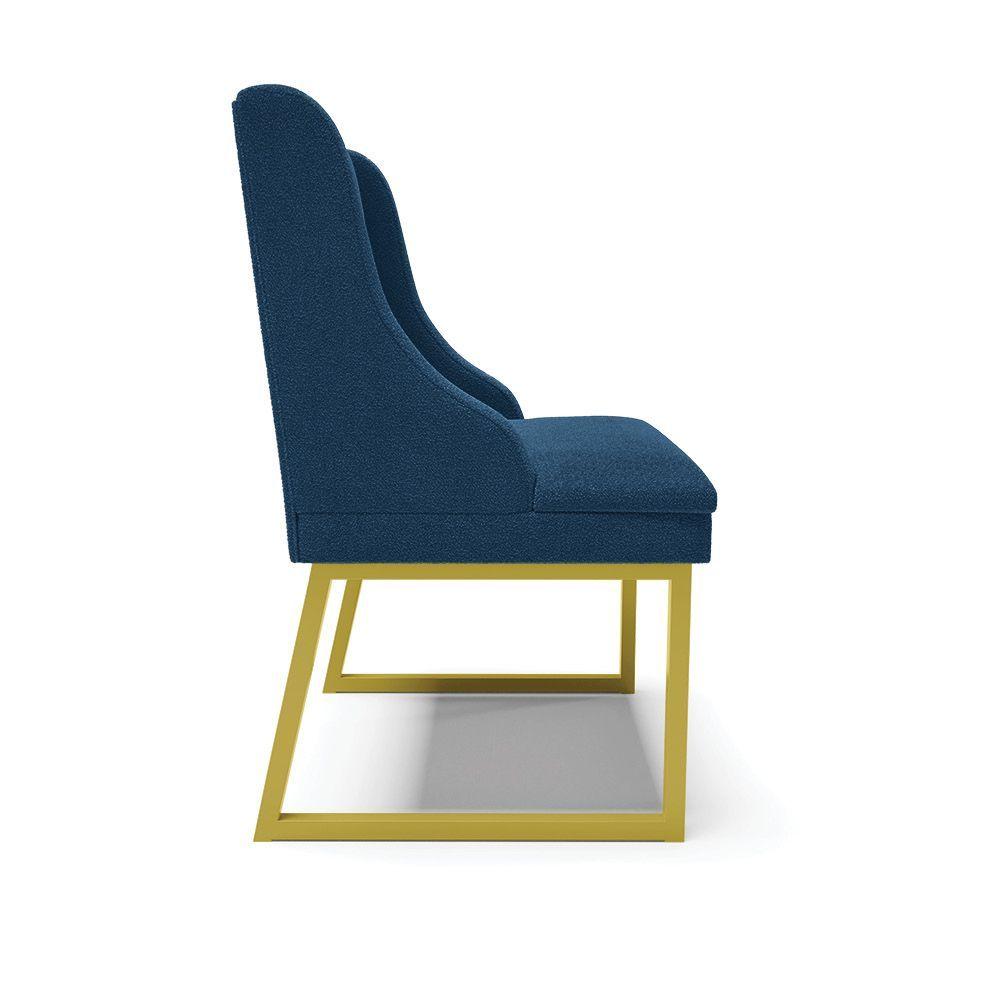 Cadeira Sala De Jantar Industrial Dourado Kit 2 Liz Bouclê Azul D03 - D'rossi