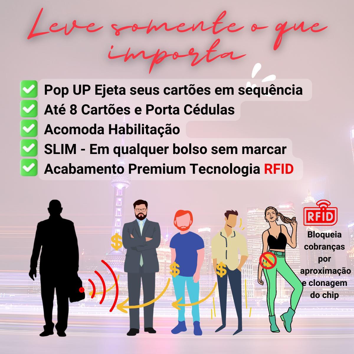 Miniatura Porta Cartão Rigido Couro Executiva Protect Rfid Lançamento