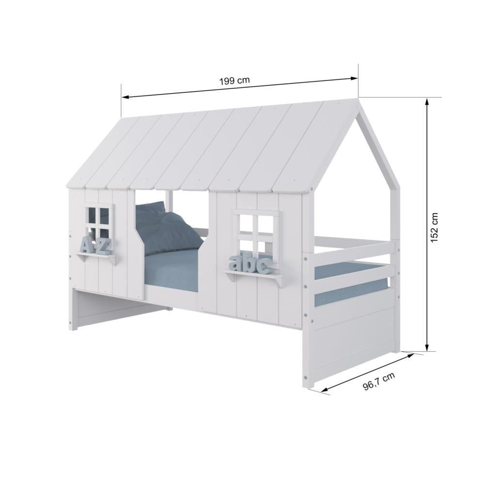 Miniatura Cama Casinha Encantada Madeira Maciça Branco Housin