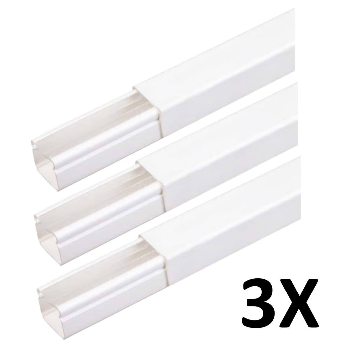 Miniatura Kit 3 Canaletas Cabos Fios Fita Dupla Face 2Mt Branco