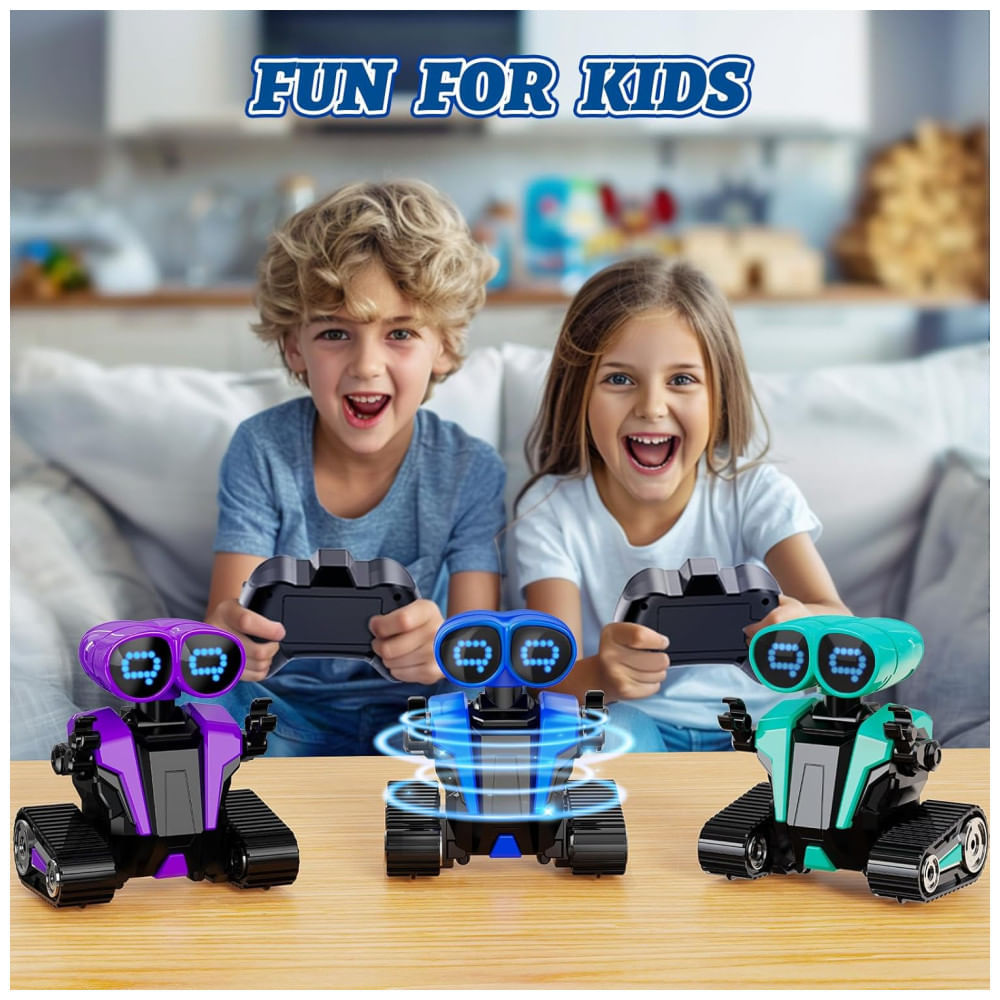 Miniatura Robô com Demonstração Automática para Crianças, Controle Remoto, Robô Recarregável com Olhos LED, Robô Inteligente Azul para Crianças,MindPal.