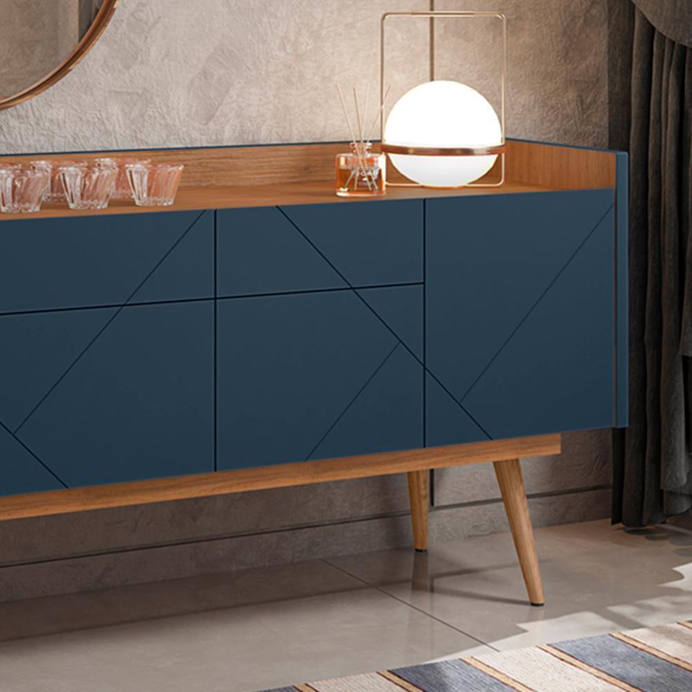 Miniatura Aparador Buffet 4 Portas E 2 Gavetas Azul Cobalto Cedro