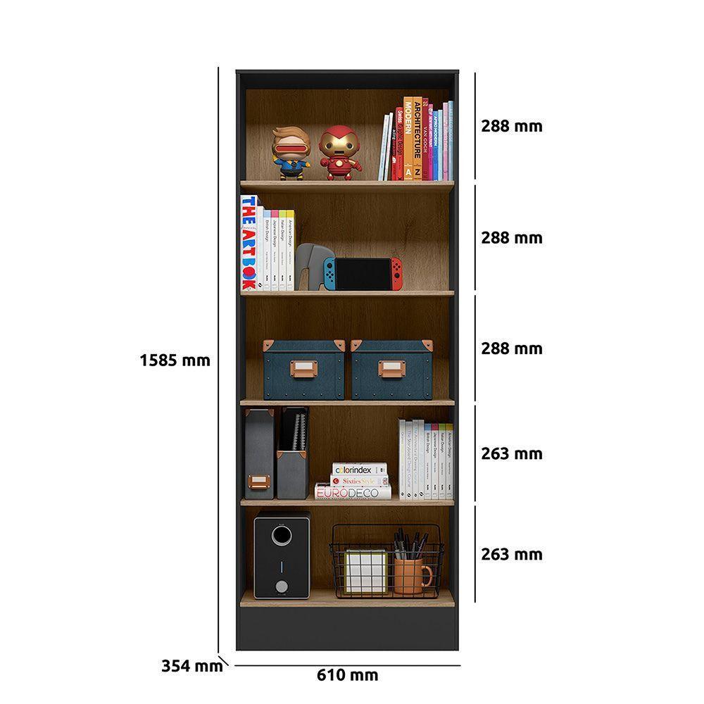 Miniatura Armário Qmovi Gamer 2 Prateleiras Preto Fosco/carvalho