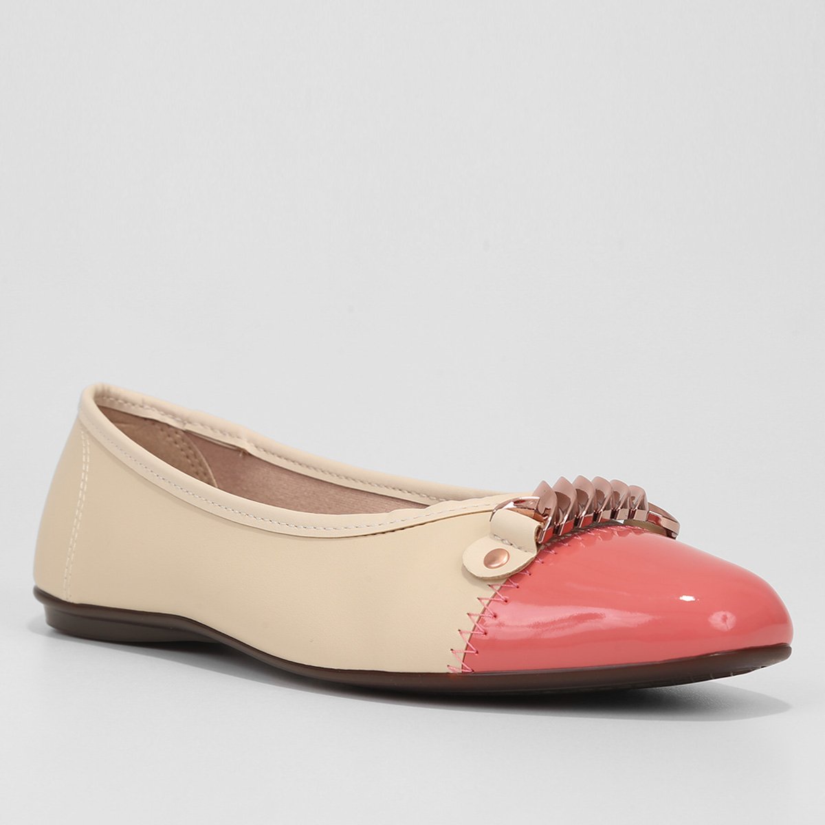 Miniatura Sapatilha Feminina Beira Rio Aplique Metal Feminina Creme - 34