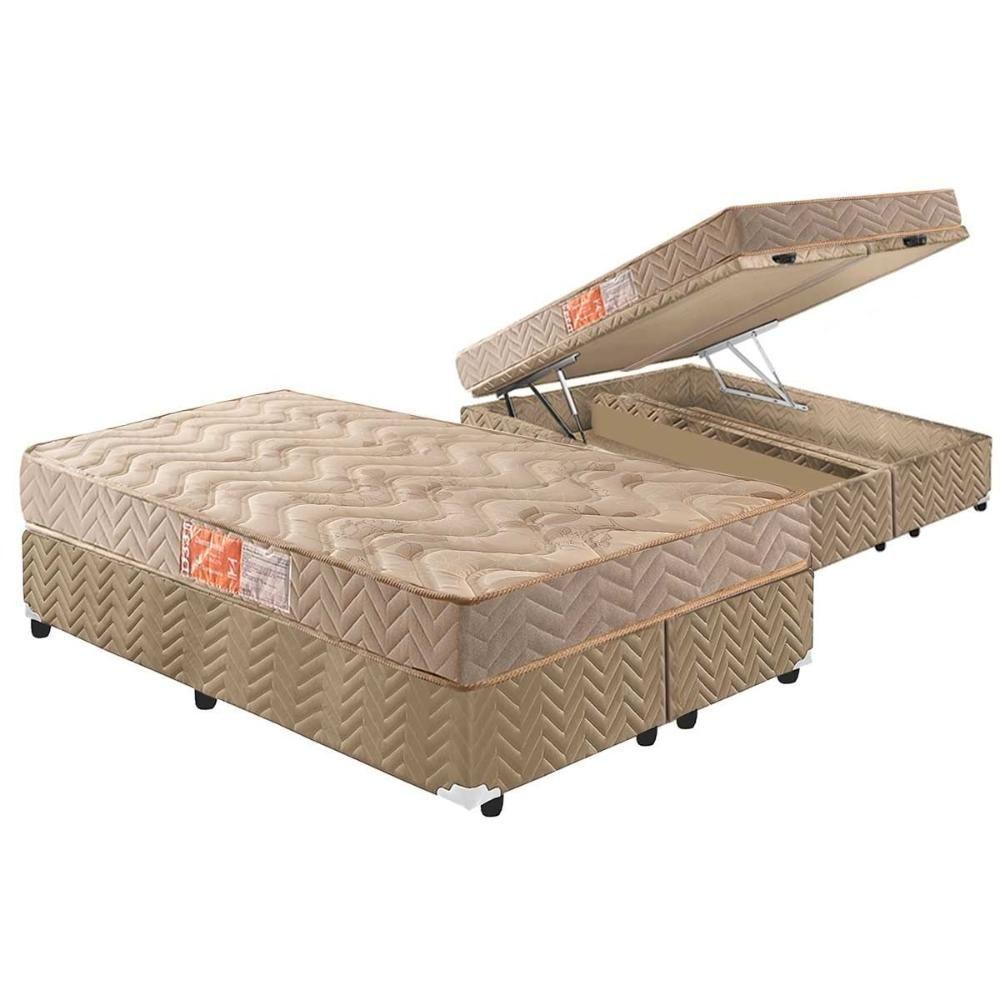 Miniatura Cama Box Baú Queen: Colchão Espuma D33 Paropas Pasquale + Base Crc Rústico Clean(158X198)