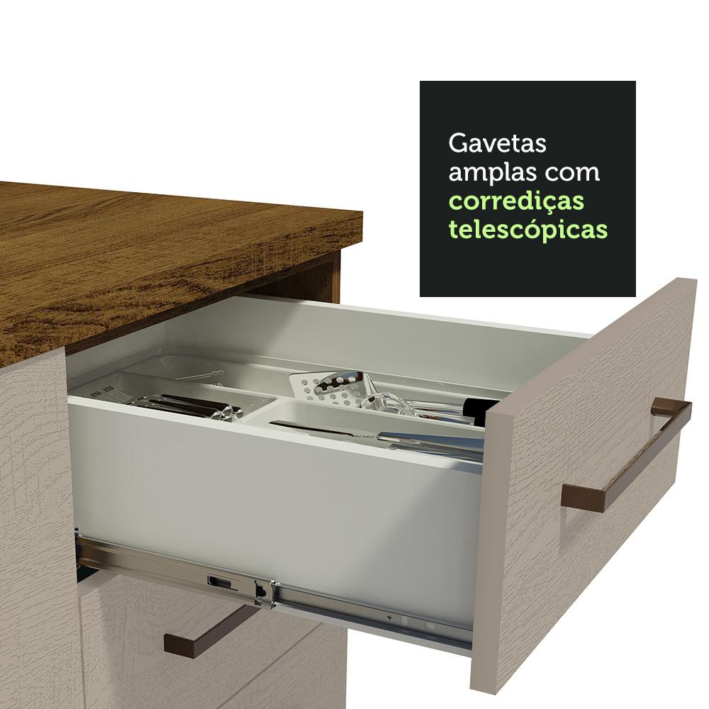 Balcão Gabinete de Pia Cozinha 150 cm 2 Portas e 2 Gavetas (Sem Tampo e Pia) Rustic/Crema Agata Madesa Rustic/Crema