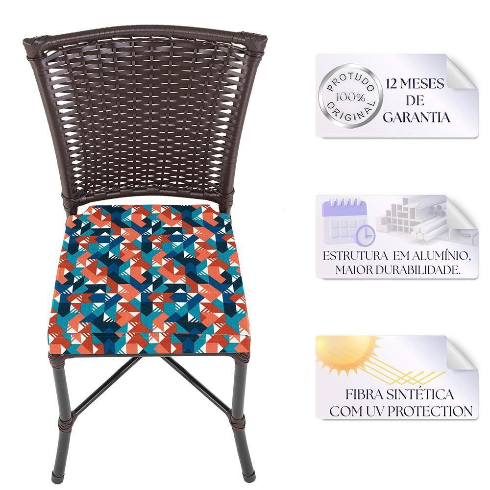 Miniatura Kit 3 Cadeiras Cozinha Sala De Jantar Varanda Em Alumínio E Estofado Impermeavel Tabaco Z22