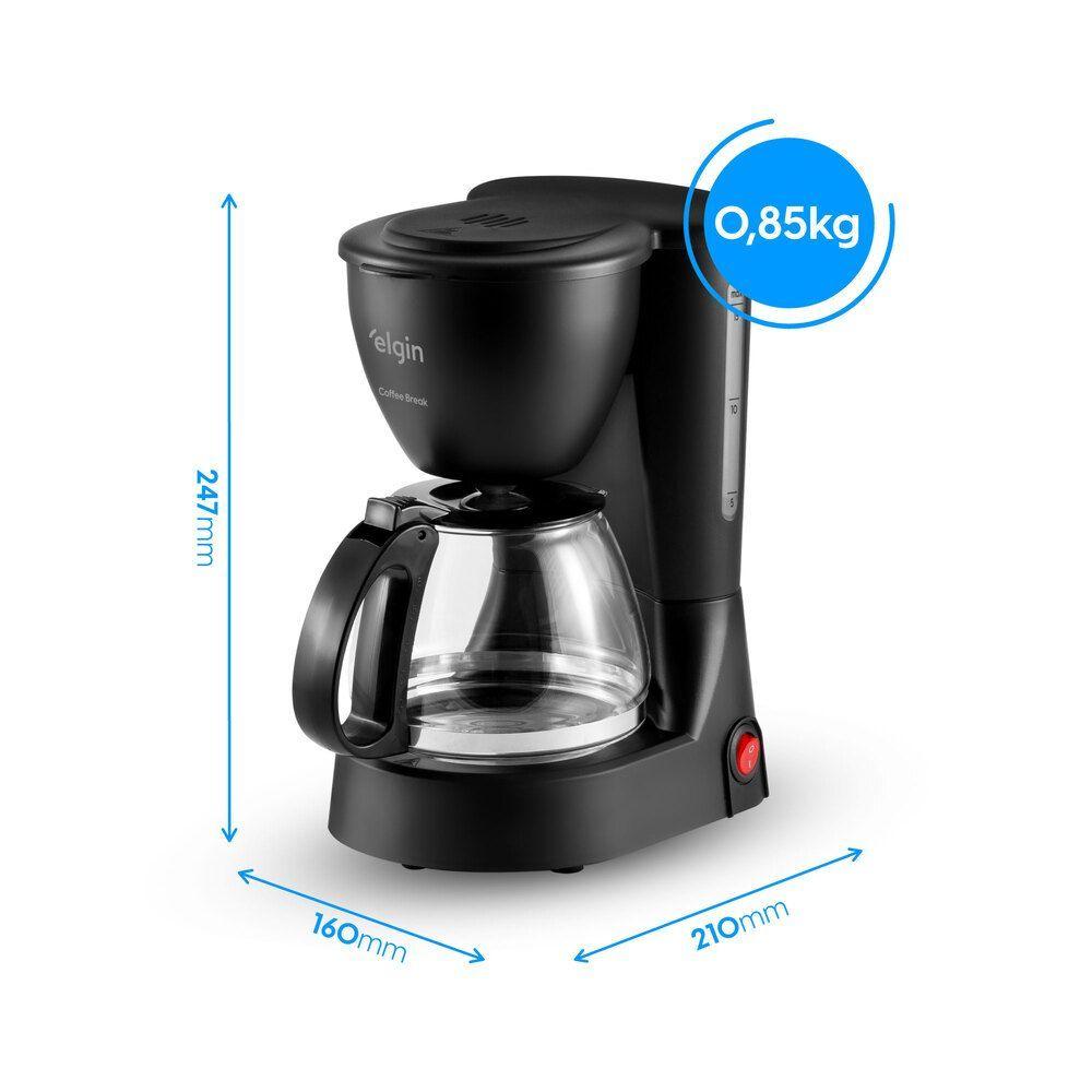 Miniatura Cafeteira Elétrica Coffee Break 15 Xícaras 600 ml Preta com Jarra de Vidro e Filtro Lavável 110V - Elgin