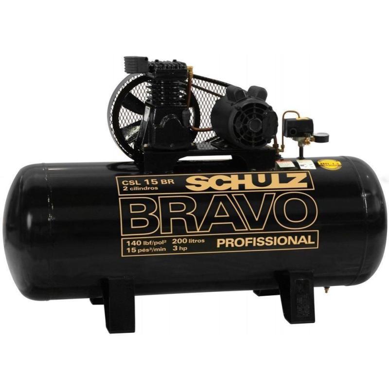 Miniatura Compressor de Ar 15 Pés 3,0 HP 200 Litros 140Lb BRAVO Mono 110/220V SCHULZ