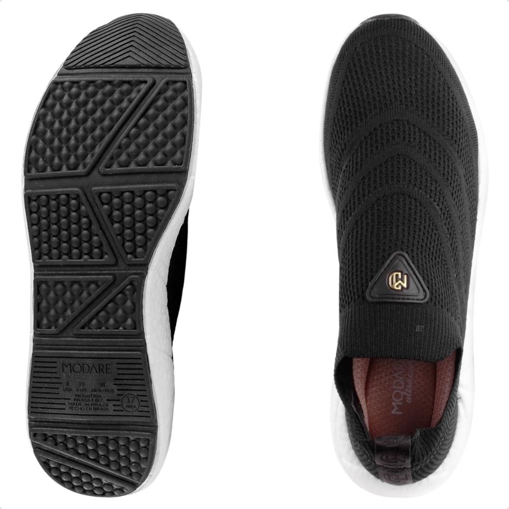 Tênis Modare Slip On Casual Feminino Preto / Branco - 34
