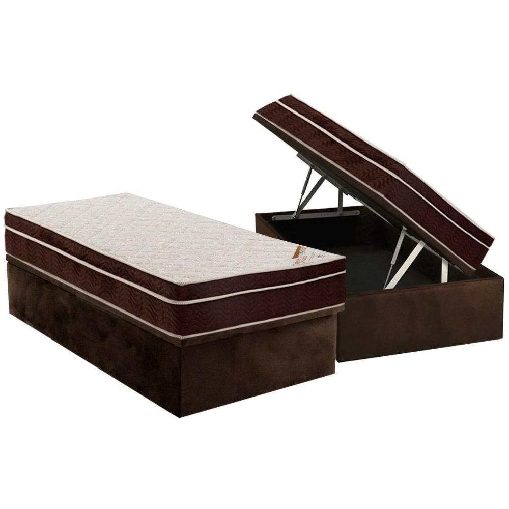 Miniatura Cama Box Baú Solteiro: Colchão Anatômico Ortobom Exclusive + Base Crc Courano Black(88x188)