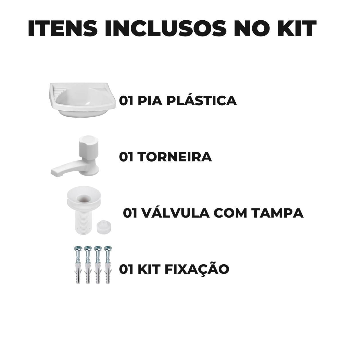 Miniatura Pia Lavatório Banheiro 4,8L + Torneira Reforçada Branca