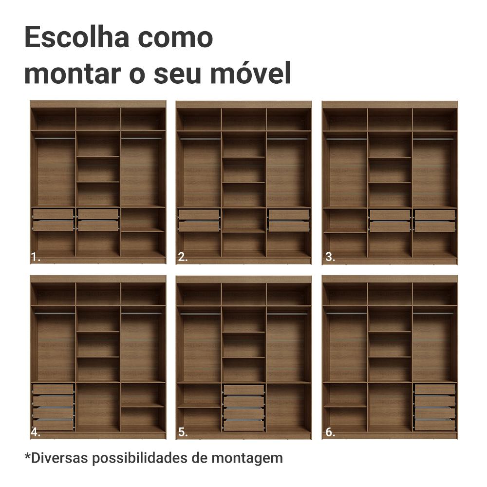 Guarda-Roupa Casal 6 Portas Batentes Rustic/Crema/Rustic Venus Madesa Rustic/Crema/Rustic