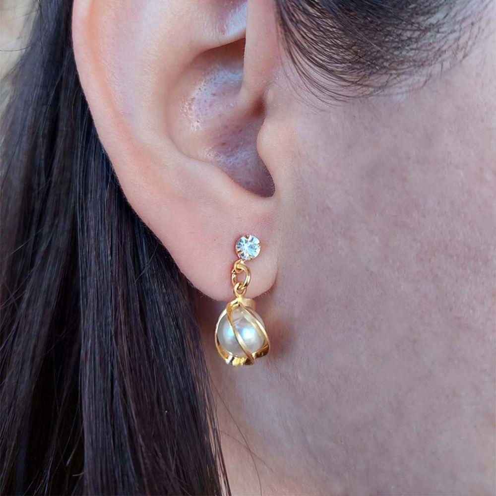 Miniatura Brinco Pequeno Trabalhado Com Zircônia Folheado