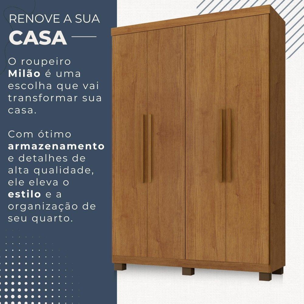 Miniatura Guarda Roupa Milão 4 Portas 3 Gavetas Em Mdp Benetil Móveis Cinamomo