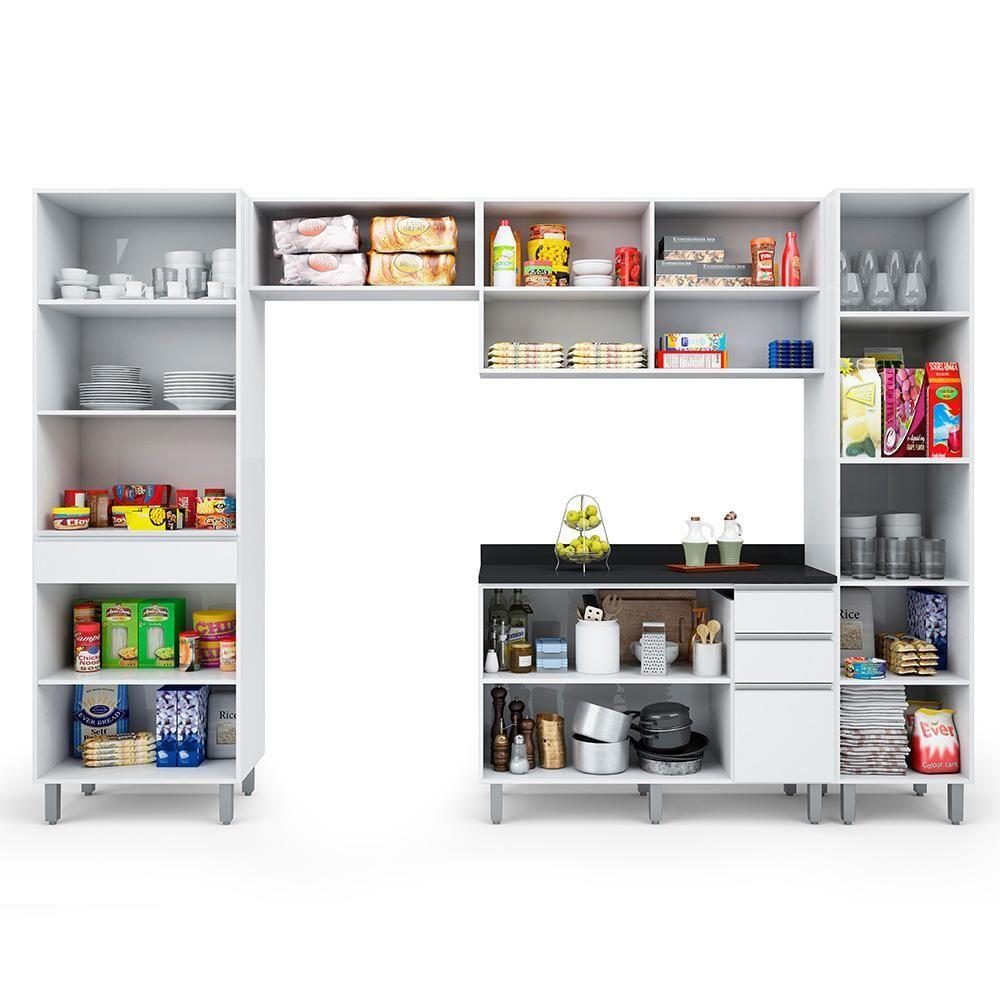 Armário De Cozinha Completa Class 5 Peças 10 Portas Branco