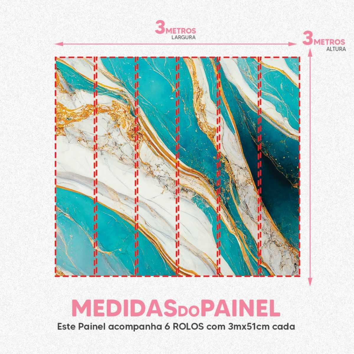 Miniatura Papel De Parede Painel 3D Mármore Branco Azul E Amarelo 3M