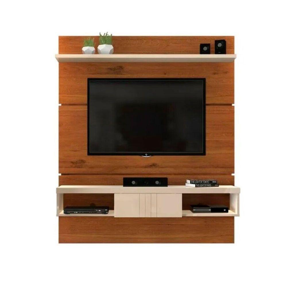 Miniatura Painel Home Suspenso Voxy Para Tv Até 50 Polegadas Dj Móveis Cedro Tx Com Off White
