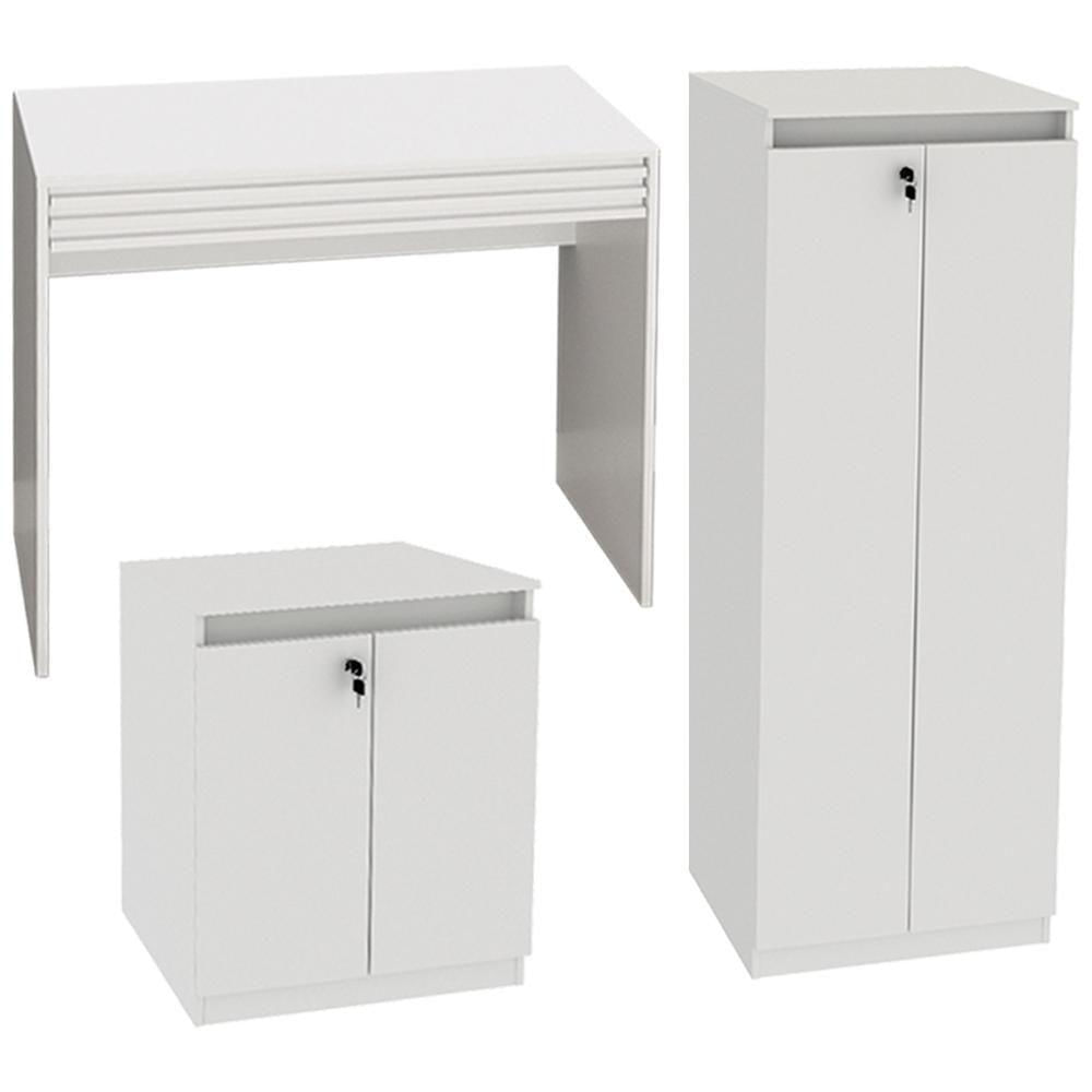 Miniatura Escrivaninha Armario E Balcao Para Escritorio Mex73x51x49 Branco Tecno Mobili Branco