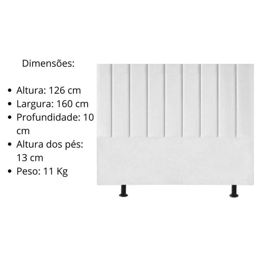 Miniatura Cabeceira De Cama Queen Box 160 Cm Karla Carla Suede Cor:branco