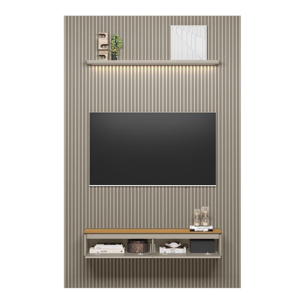 Miniatura Painel para Tv 75 Polegadas com Led Ripado Modular Tauari / Gris Fosco