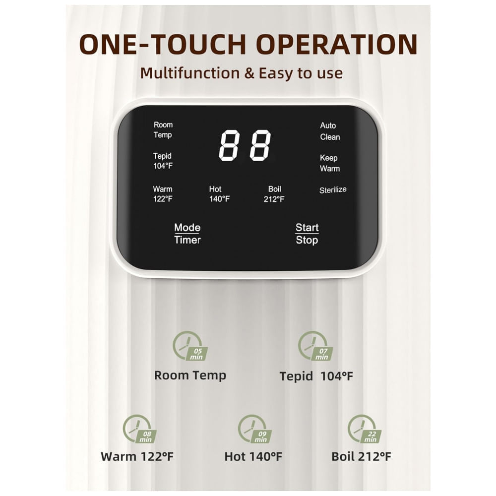 Miniatura Máquina de Leite Vegetal Automática 600mL com 10 Lâminas, Temporizador 12H e Limpeza Automática, BUAIAHUG, Branca