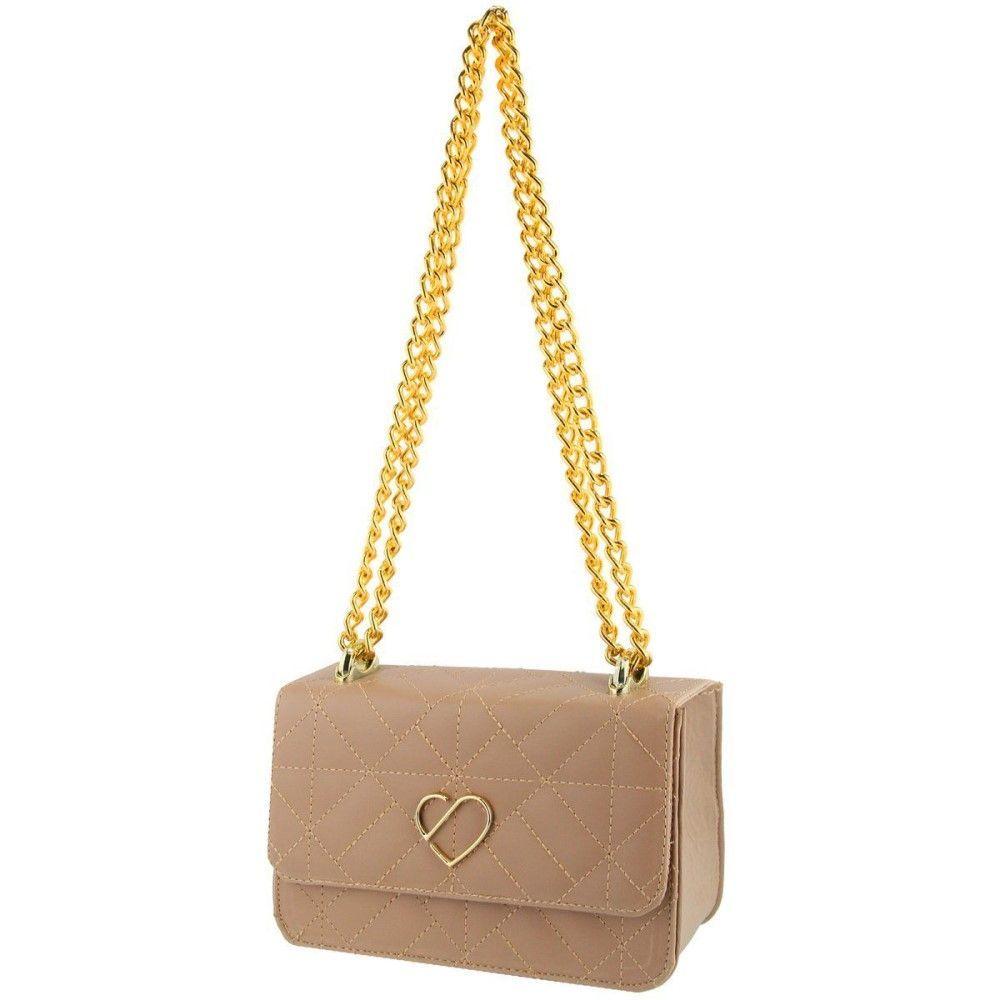 Miniatura Bolsa Transversal Casual Feminino Alça Corrente Detalhe Em Metal E Costuras