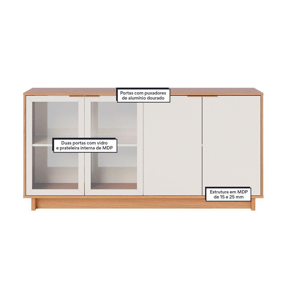 Miniatura Aparador Buffet Vitória 4 Portas Em Mdp Colibri Freijó/off White