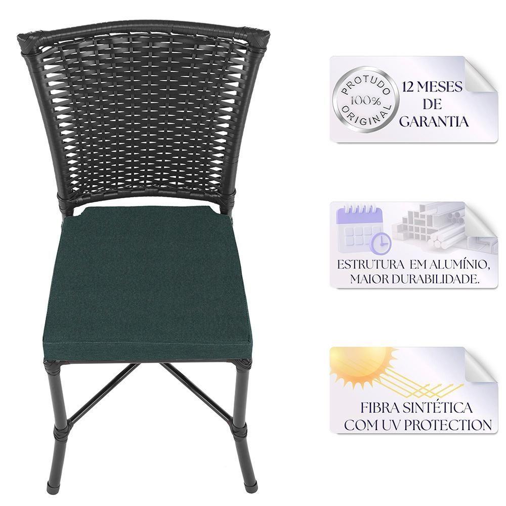 Miniatura Jogo De Cadeiras Para Cozinha - Kit Com 5 Cadeiras Em Aluminio E Fibra Sintetica Preta A09