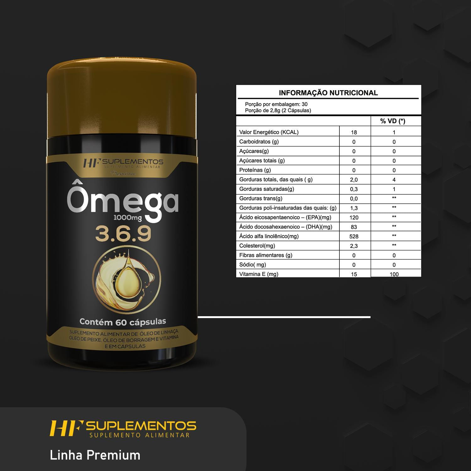 Miniatura 4X Omega 3 6 9 60Caps Peixe Linhaça Borragem Hf Suplementos