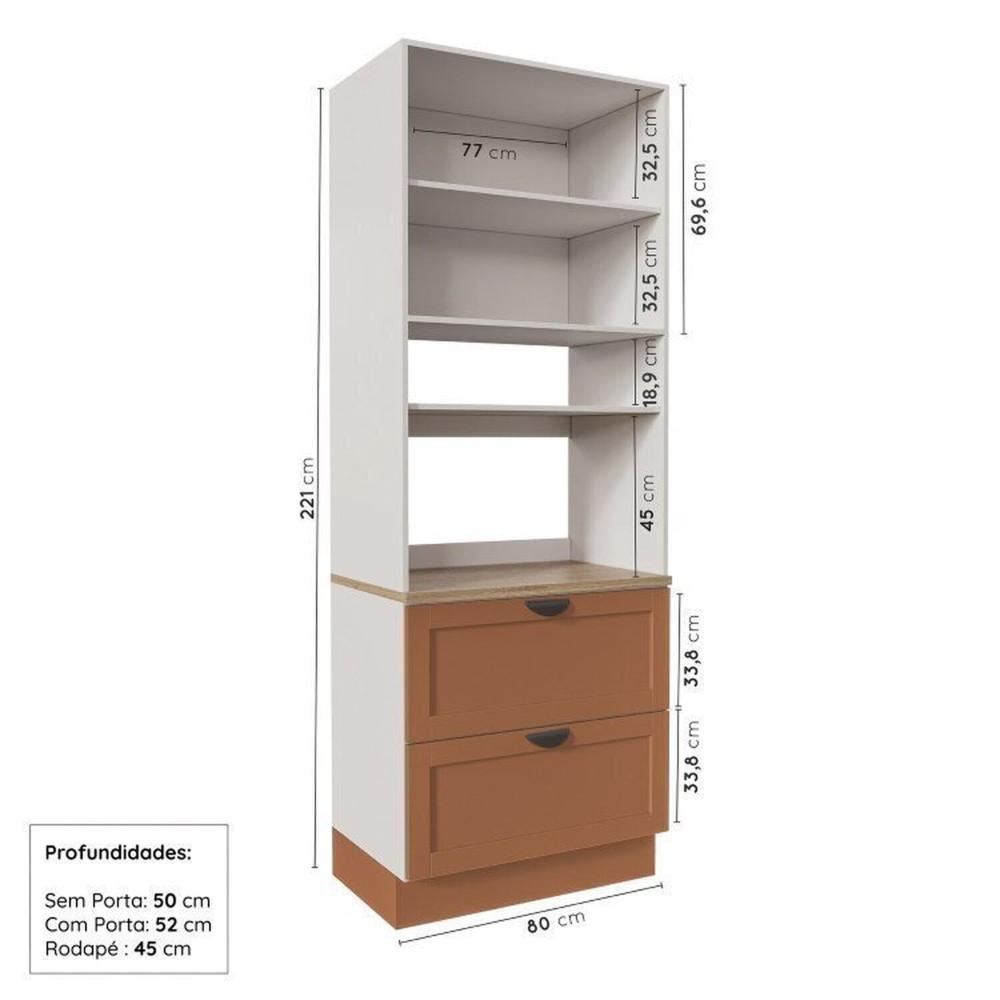 Cozinha Modulada 5 Peças 1 Torre 2 Aéreos 2 Balcões Arizona Arizona Cabecasa Madeiramadeira Branco/Terracota