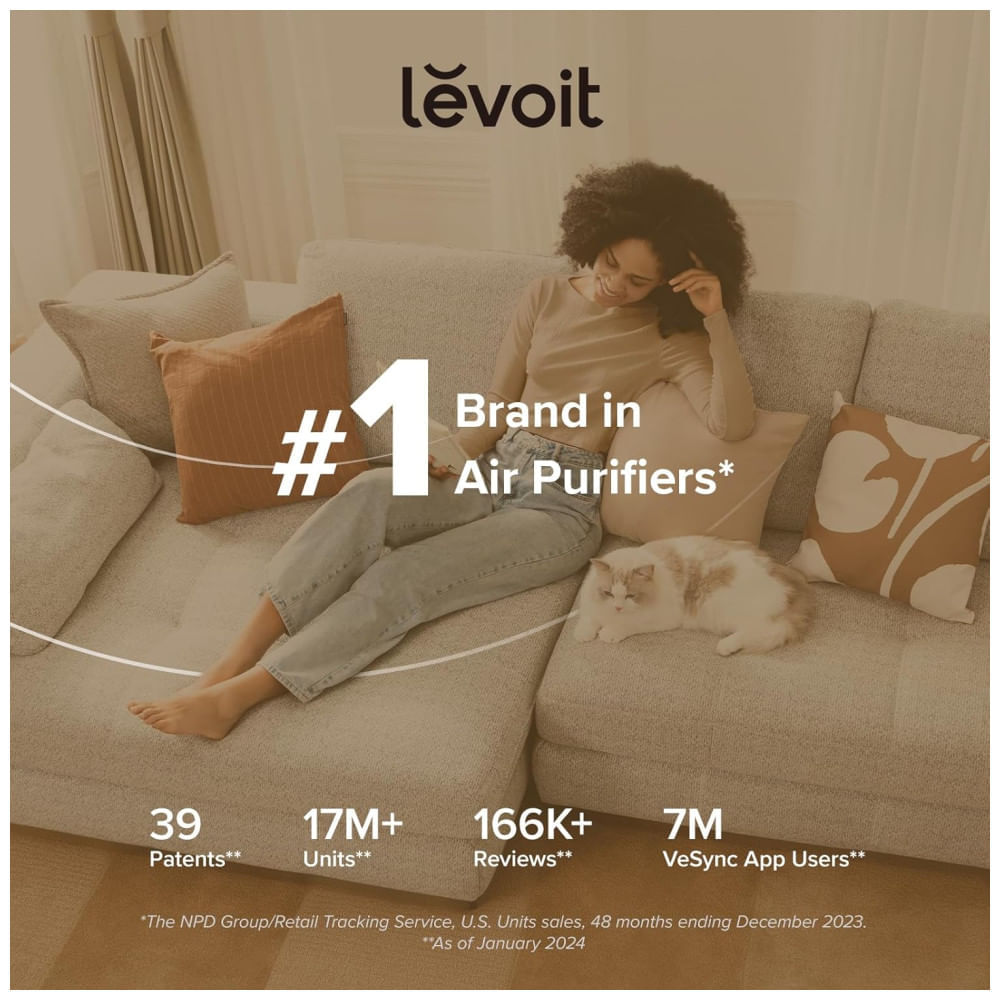 Purificador de Ar LEVOIT para Casa e Quarto, Filtro 3 em 1 com Esponja de Fragrância, Melhora Sono, Filtra Fumaça, Alergênicos, Pelos de Animais -