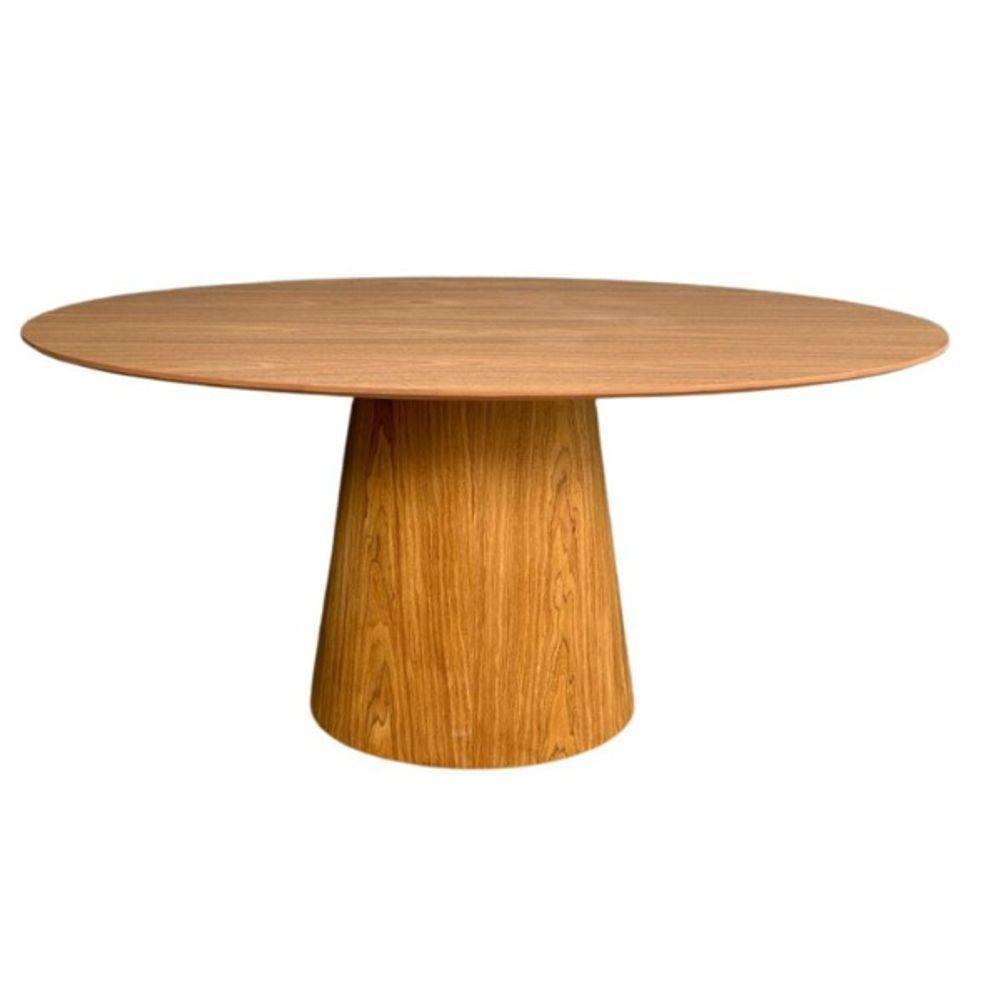 Miniatura Mesa De Jantar Cone Oval 200x100 Cm Tampo Freijó Base Freijó Cor Marrom