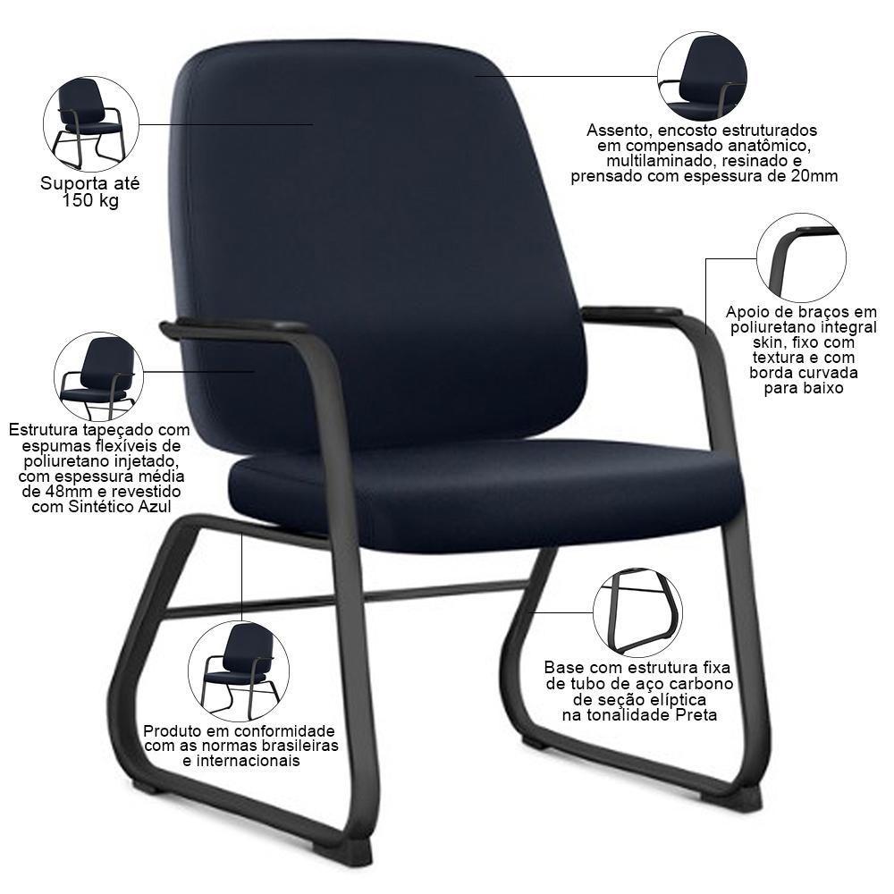 Miniatura Cadeira Executiva Diretor Base Fixa Hub F02 Sintético Azul - Lyam Decor