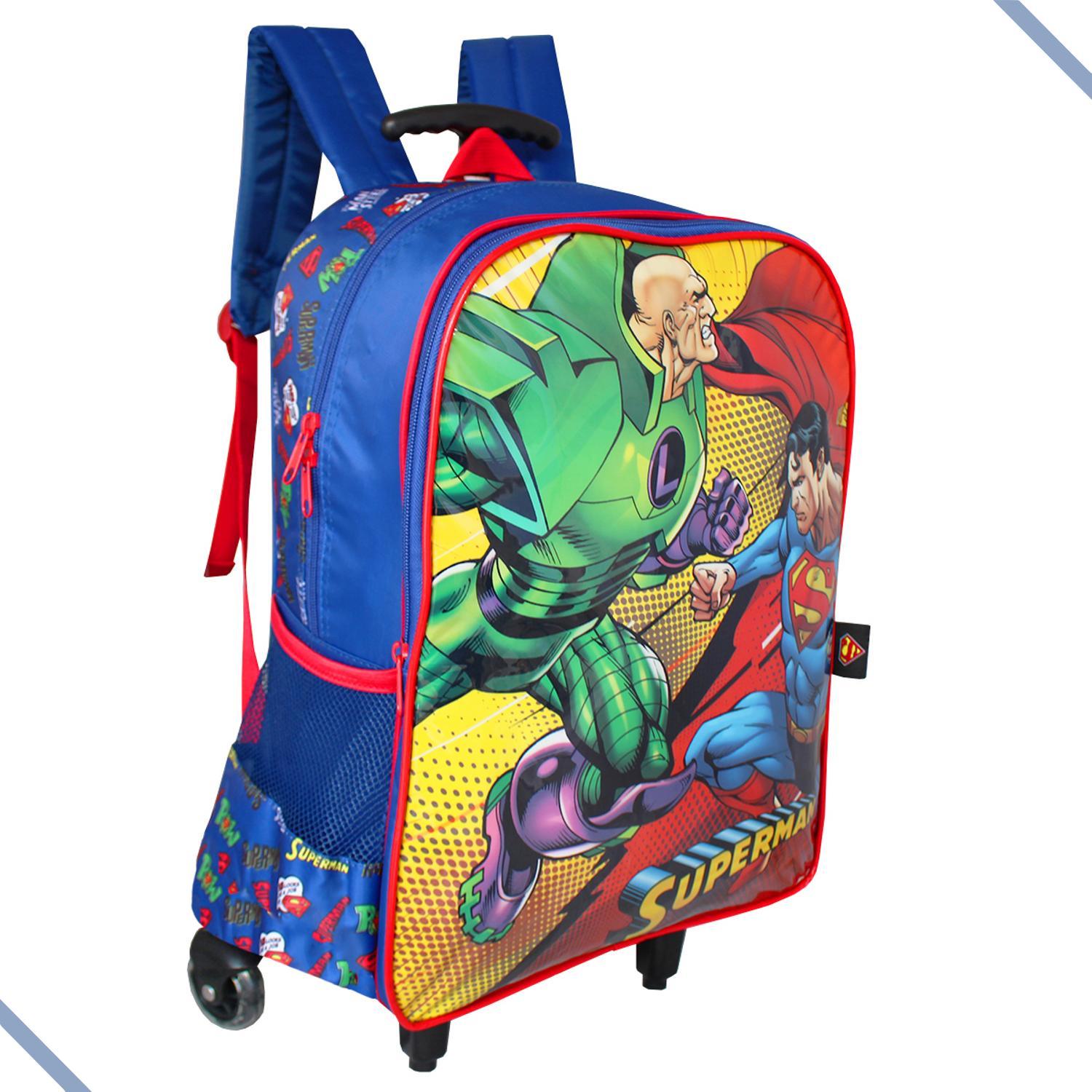 Miniatura Mochila Infantil Rodinhas Superman Vs Lex Luthor Warner Bros