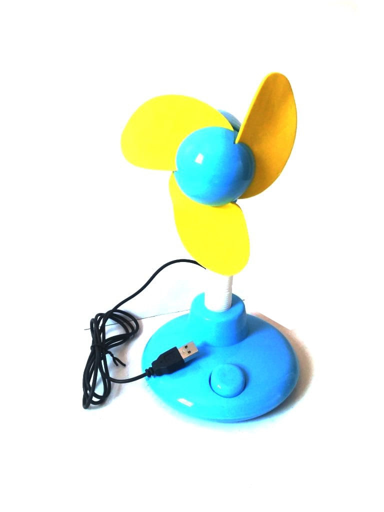 Miniatura Mini Ventilador portatil Usb ou pilha azul